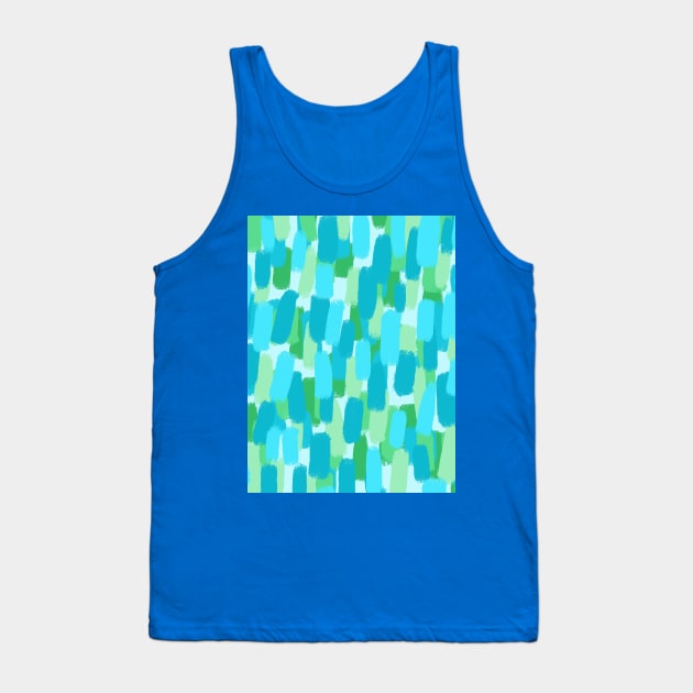 Blue and Green Brush Stroke Pattern Abstract Tank Top by OneThreeSix